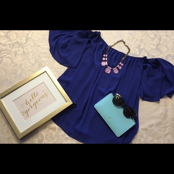 Royal Blue Off the Shoulder Top🎉 - Picture 1 of 3